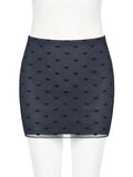 Slim Dot Printed Bodycon Skirt Casual Basic Mid-Waisted Super Mini Skirts Women Summer Streetwear Lady MartLion   