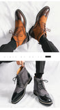 Classic High-top Men Brogues Shoes Leather Dress Brown Suede Sapato Social Masculino MartLion   