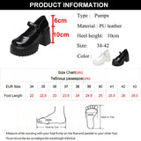 Chunky Platform Mary Jane Shoes Women Patent Leather High Heels Pumps Sweet Thick Heel Party MartLion   