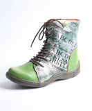 Spring and Autumn Newspaper Print Ladies Ankle Boots For The Outdoors MartLion green 36 
