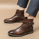Winter Men's Brown Shoes Pointed Toe Dress Shoes Men Boots High Leather Shoes Zapatos De Vestir Hombres MartLion   