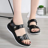 Summer Leather Open Toe Women Sandals Trendy Buckle Flat Sole Woman Shoes Outdoor Casual Ladies Beach MartLion   