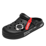 Cartoon Waterproof Slippers Summer Outdoor Men's Slippers Soft Sole Garden Shoes Indoor Classic Care Casual Sandals MartLion M260Black 1 44-45 