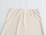 Women's Flowing Satin Midi Skirt Women Vintage Elastic  Waist Flared Street Skirt MartLion   