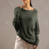 Womens Long  Sleeve Neck Tunic Tops  Fall Baggy Slouchy Pullover Sweaters Off The Shoulder Sweater MartLion   