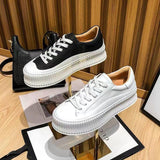 White Shoes Women Genuine Leather Platform Sneakers Autumn Female Stateboard Mart Lion   