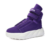 Design Purple Men's Street Shoes Slip-on Hook and Loop Platform Lightweight Non-slip High Top Sneakers MartLion Q7 purple 39 