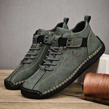 Handmade Leather Casual Men's Shoes Design Sneakers Breathable Leather Shoes Boots Outdoor MartLion Green 41 