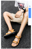 Beach Shoes Men's Slippers Summer Sandals Leather Sandals Outdoor Non-Slip Garden Hiking Mart Lion   