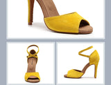 Woman Latin Ballroom Yellow Modern Leather Dance Shoes MartLion   