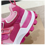 Genuine Leather Platform Sneakers Women Spring Autumn Color Matching Sports Shoes Increase Designer Zapatos De Mujer Mart Lion   