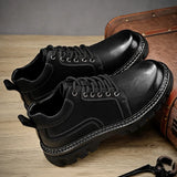 Leather Men Boots Cow Leather Upper Durable Sole Lace up Winter Boots Leisure Outdoor Shoes For Man MartLion