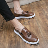 Flat Sole Leather casual shoes men's Slip loafers Leisure Spring Footwear Mart Lion   