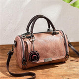 Women Shoulder Bag with Flower Pendant Ladies Totes Purse Boston Handbag Casual Female Messenger Crossbody Bags Mart Lion NVBAO77 Pink 25x14x15cm 