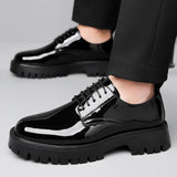 Style Youth Round Toe British Style Low Heeled Lace Up Casual  Leather Shoes for Men MartLion   