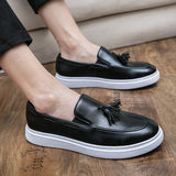 Flat Sole Leather casual shoes men's Slip loafers Leisure Spring Footwear Mart Lion   