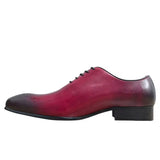 Shoes Oxfords Leather Shoes for Men t Red Social Wedding Evening Party Lace Up MartLion