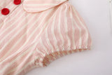 Summer Women Short Sleeve Striped Dress Mori Girl Mini Frocks Peter Pan Collar MartLion   