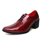 Classic Red Dress Shoes Men's Height-increasing High Heels Leather Wedding Elegant Party MartLion Red 829 38 CHINA