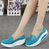 Women's shoes Genuine leather nurse shoes rocking platform casual slope heel work MartLion   