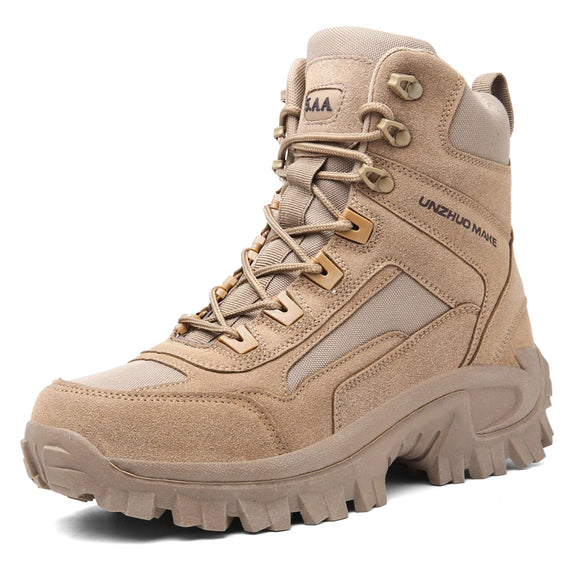 Men's Tactical Boots Army Boots Military Desert Waterproof Ankle Outdoor Work Safety Shoes Climbing Hiking MartLion Beige 39 