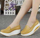 Women's shoes spring summer all-match mother single leather rocking platform nurse work MartLion 8102 yellow 36 