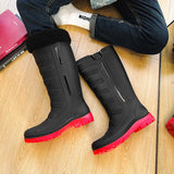 Outdoor Men's Boots for Couples High Rain Shoes Waterproof Galoshes Husband Fishing Work Garden Rainboots Women Rubber MartLion 38 Red-Fur 36 CHINA