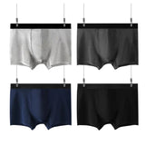 Men's Briefs Men's Flat angle Underwear Men's Panties Cow Milk Silk Breathable MartLion black grey blue grey L (40-55kg) 