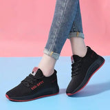 Casual Sneakers Women's Shoes Mesh Breathable Korean Style Trendy Mart Lion 550D Black and Red 36 