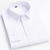 Men's Classic Long Sleeve Print/striped Basic Dress Shirts Single Patch Pocket 65% Cotton Standard-fit Office Shirt Mart Lion 65-28 41 