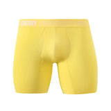 Men's Boxer Shorts Mid Waist Panty Underwear Seamless Bamboo Fiber Boxers Open Crotch Panties MartLion Yellow 4XL 