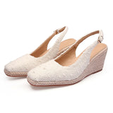 Summer High Heels Women Party Shoes Ladies Wedges Heels 8cm Pointed toe Pumps MartLion White 6.5 