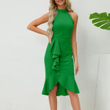 Y2k Elegant Printed Knee-Length Summer Dress Women Round Collar Sleeveless Frocks For Girls MartLion   