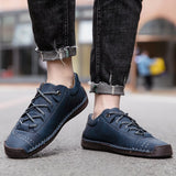 Classic Casual Shoes Men's Lace Up Sewing Leather Outdoor Sneakers Work Daily Mart Lion   