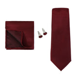 Solid Colors Ties Handkerchief Cufflink Set Men's 7.5cm Slim Necktie Set Party Wedding Accessoreis Gifts MartLion THC-58F  