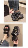 Women Platform Slippers Spring Summer Casual High Heel Shoes Ladies with Metal Designer Sandals Mart Lion   