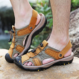  Men's Summer Sandals Leather Outdoor Beach Shoes Pure Handmade Slippers Luxury Casual MartLion - Mart Lion