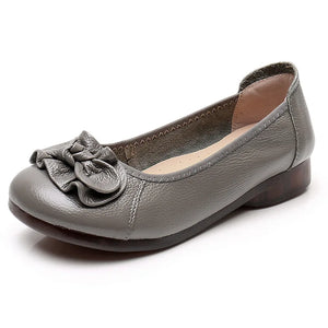 Leather Shoes Women Loafers Thick sole Flats Slip-on Ladies Footwear Black Blue MartLion gray-1 4.5 