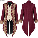 Men's Steampunk Gothic Victorian Jacket Vintage Purple Velvet Tailcoat Medieval Frock Coat Uniform Renaissance Homme MartLion   