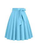 Women Summer Midi Long Skirt Solid Elegant Waist MartLion SKY BLUE L 