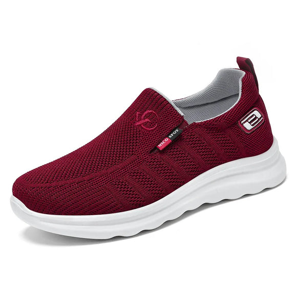 Women's Cloth Shoes Knitted Lightweight Trendy Soft Sole Breathable and Leisure Kick on MartLion G-S-7-Red 41 