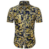Dot-Print Casual Shirts for Summer Short Sleeve Regular Formal Clothing Men's Office Button Up Blouses Mart Lion DC08 4XL  Fit 75-83Kg 
