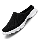 Men's Slippers Winter Summer Warm Plush Home Indoor Outdoor Couples Half Slippers Mesh Breathable MartLion 8851-black 48 