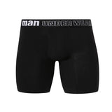 Men's Boxer Shorts Mid Waist Panty Underwear Seamless Bamboo Fiber Boxers Open Crotch Panties MartLion Black XL 