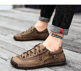 Men's Casual Shoes Leather Outdoor Walking Sneakers Leisure Vacation Soft Driving Mart Lion   