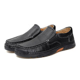 Men Leather Shoe Natural Leather Shoes for Men Sneakers Male Loafers MartLion 88802-black 44 