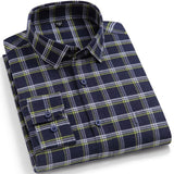 Men's Brushed Plaid Striped Heavy Cotton Shirt Long-Sleeve Standard-fit Checkered Casual Flannel Gingham Mart Lion M162-13 39 