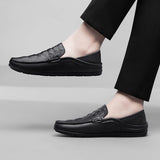 Crocodile Print Men's Moccasins Slip Loafers Flats Casual Footwear Genuine Leather Shoes Mart Lion   