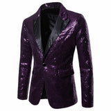 Gold Shiny Men's Jackets Sequins Stylish Dj Club Graduation Solid Suit Stage Party Wedding Outwear Clothes blazers MartLion Purple-4 S CHINA