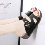 Women's Wedge Heeled Sandals Casual Open Toe Platform Slipper Slip Heel Height 4.0cm MartLion   